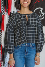 J.HOFFMAN'S Bow Front Plaid Top