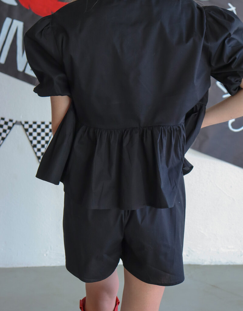 J.HOFFMAN'S Bow Detailed Top & Shorts Set - Black