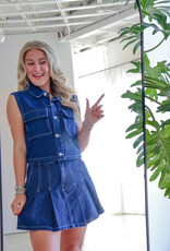 J.HOFFMAN'S Pleated Denim Mini Skirt