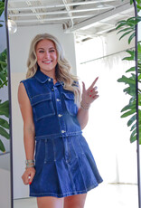 J.HOFFMAN'S Pleated Denim Mini Skirt