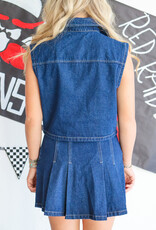 J.HOFFMAN'S Pleated Denim Mini Skirt