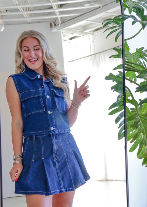 J.HOFFMAN'S Cropped Denim Vest w/ Pockets