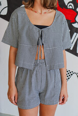 J.HOFFMAN'S Gingham Bow-tie Top & Shorts Set - Black