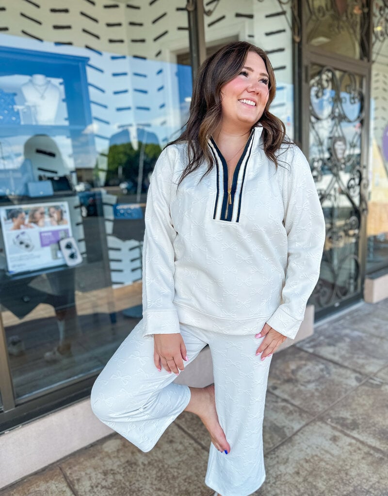 J.HOFFMAN'S Lula Zippered Pullover & Pants Set - Ivory