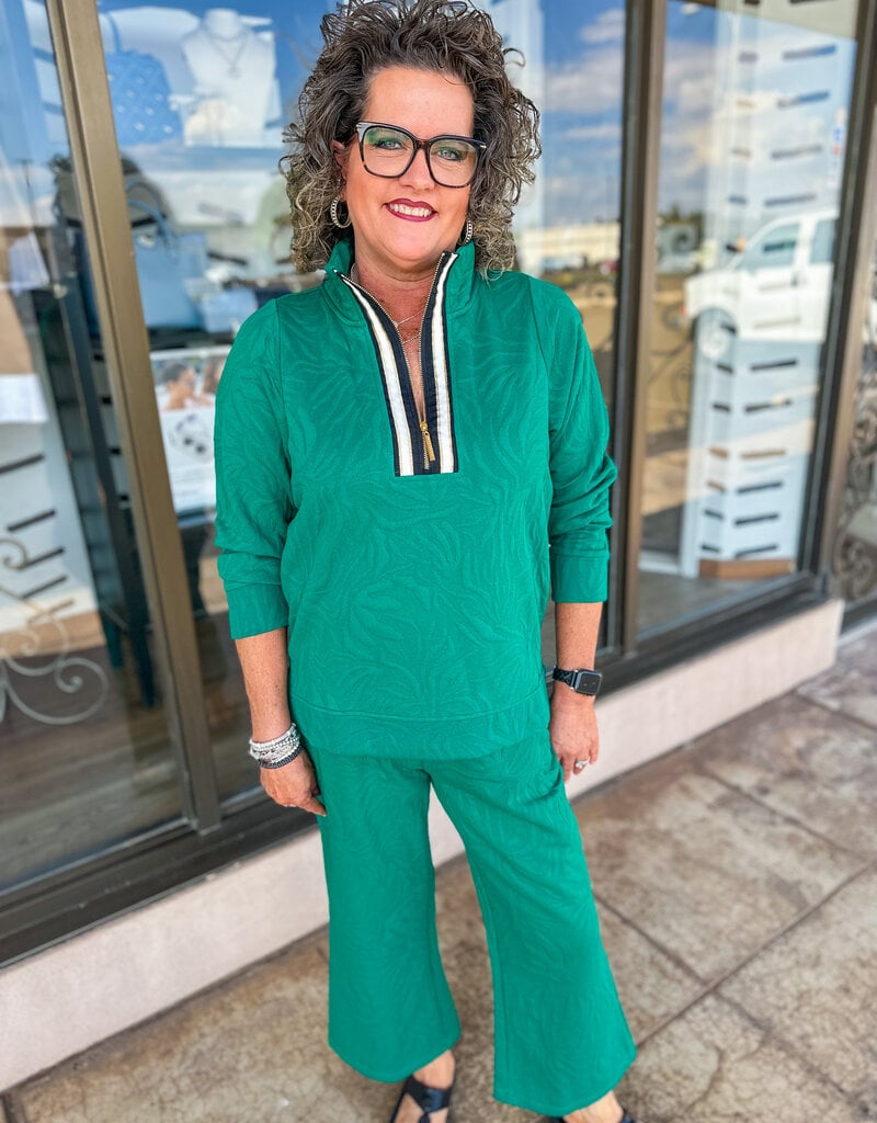 J.HOFFMAN'S Lula Zippered Pullover & Pants Set - Pine