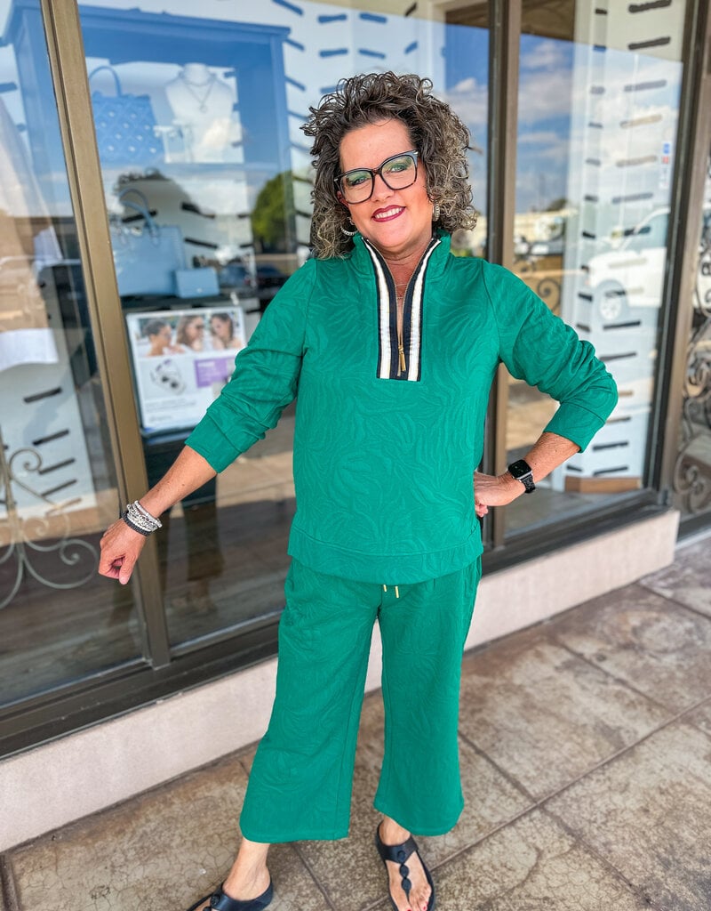 J.HOFFMAN'S Lula Zippered Pullover & Pants Set - Pine