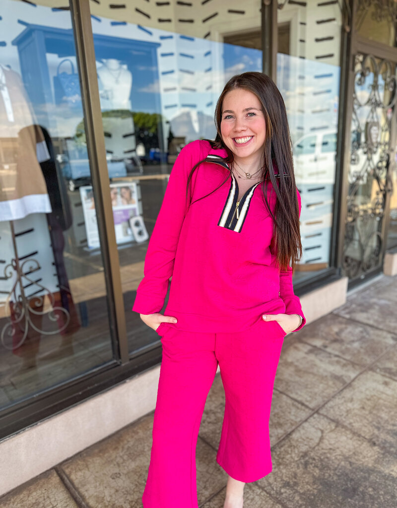 J.HOFFMAN'S Lula Zippered Pullover & Pants Set - Pink