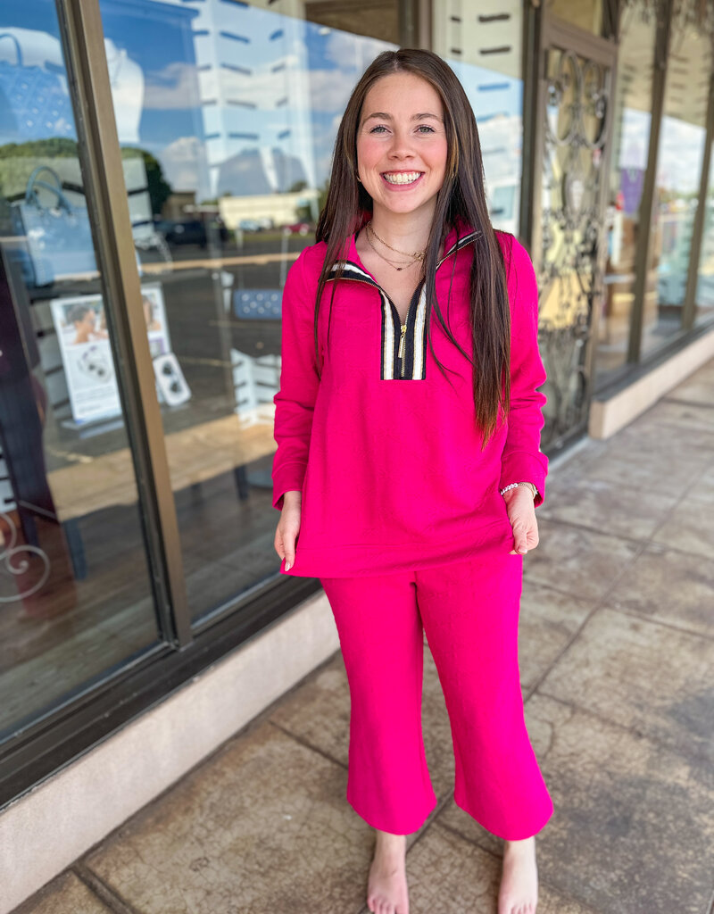 J.HOFFMAN'S Lula Zippered Pullover & Pants Set - Pink