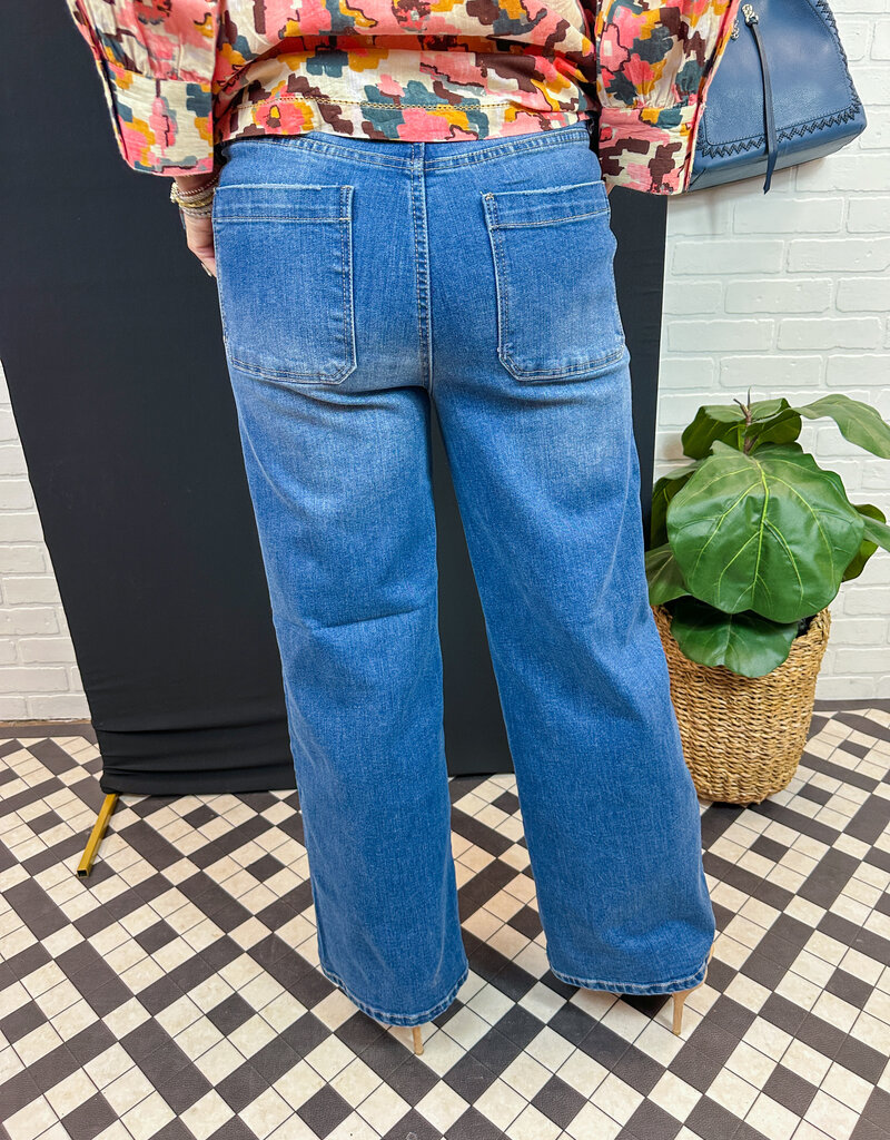 J.HOFFMAN'S Dio High Rise Wide Leg Jean-Med Wash