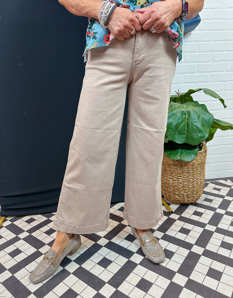 J.HOFFMAN'S Tif High Waist Wide Leg Jeans - Timeless Taupe