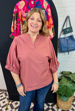 J.HOFFMAN'S Esme Placket Front Top - Coccio