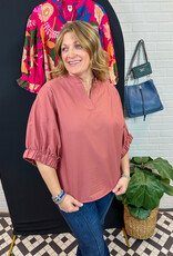 J.HOFFMAN'S Esme Placket Front Top - Coccio