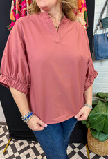 J.HOFFMAN'S Esme Placket Front Top - Coccio