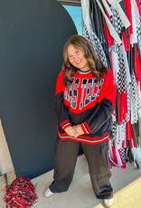 J.HOFFMAN'S Queen of Sparkles Texas Tech Colorblock Sweatshirt