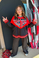 J.HOFFMAN'S Queen of Sparkles Texas Tech Colorblock Sweatshirt