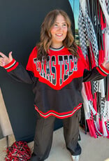 J.HOFFMAN'S Queen of Sparkles Texas Tech Colorblock Sweatshirt