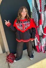 J.HOFFMAN'S Queen of Sparkles Texas Tech Colorblock Sweatshirt