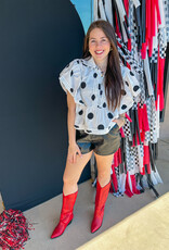 J.HOFFMAN'S Pintuck & Polka Dot Top