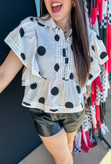 J.HOFFMAN'S Pintuck & Polka Dot Top