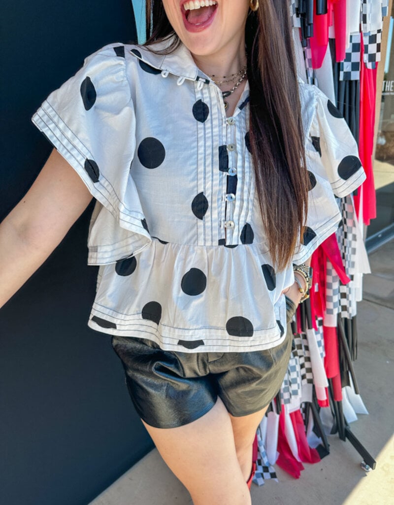 J.HOFFMAN'S Pintuck & Polka Dot Top