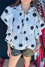 J.HOFFMAN'S Pintuck & Polka Dot Top