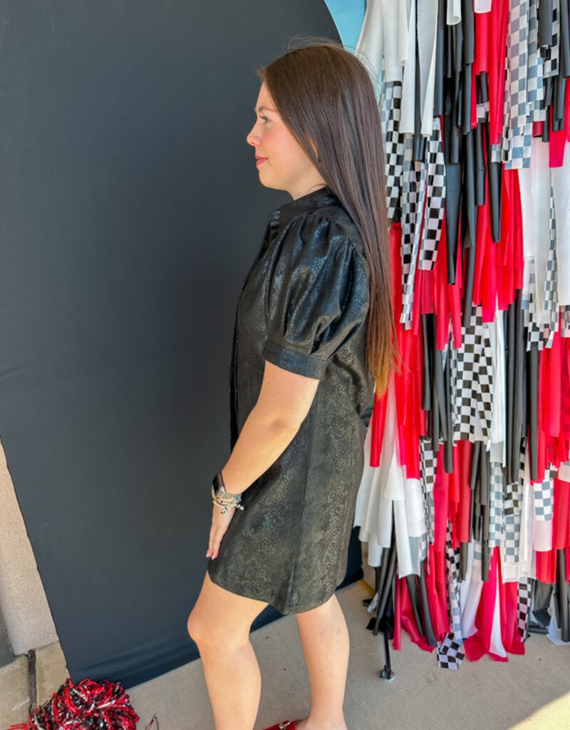 J.HOFFMAN'S Vivienne Black Snake Suede Mini Dress