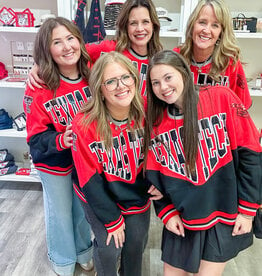 J.HOFFMAN'S Queen of Sparkles Texas Tech Colorblock Sweatshirt