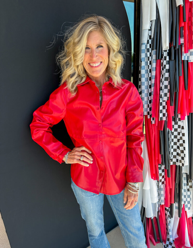 J.HOFFMAN'S Edith Pleather Top - Red