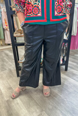 J.HOFFMAN'S Vegan Leather Hi Waist Wide Leg Pant - Black