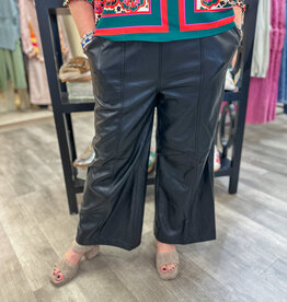 J.HOFFMAN'S Vegan Leather Hi Waist Wide Leg Pant - Black