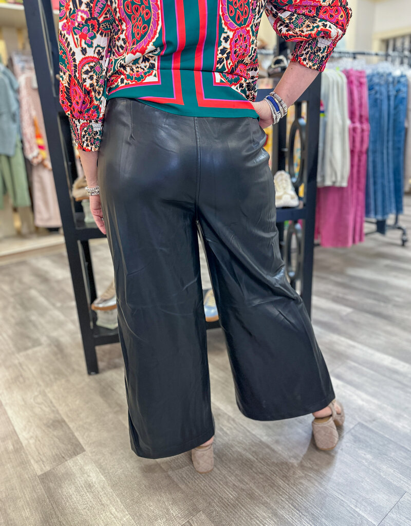 J.HOFFMAN'S Vegan Leather Hi Waist Wide Leg Pant - Black