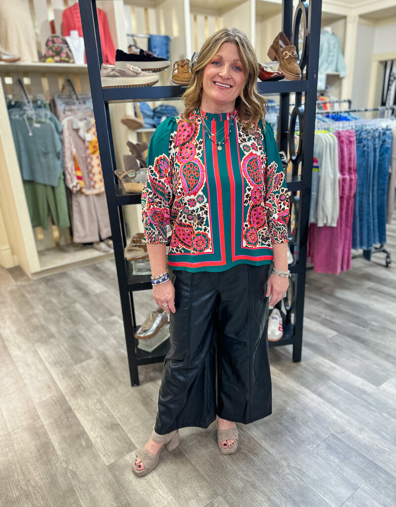 J.HOFFMAN'S Vegan Leather Hi Waist Wide Leg Pant - Black