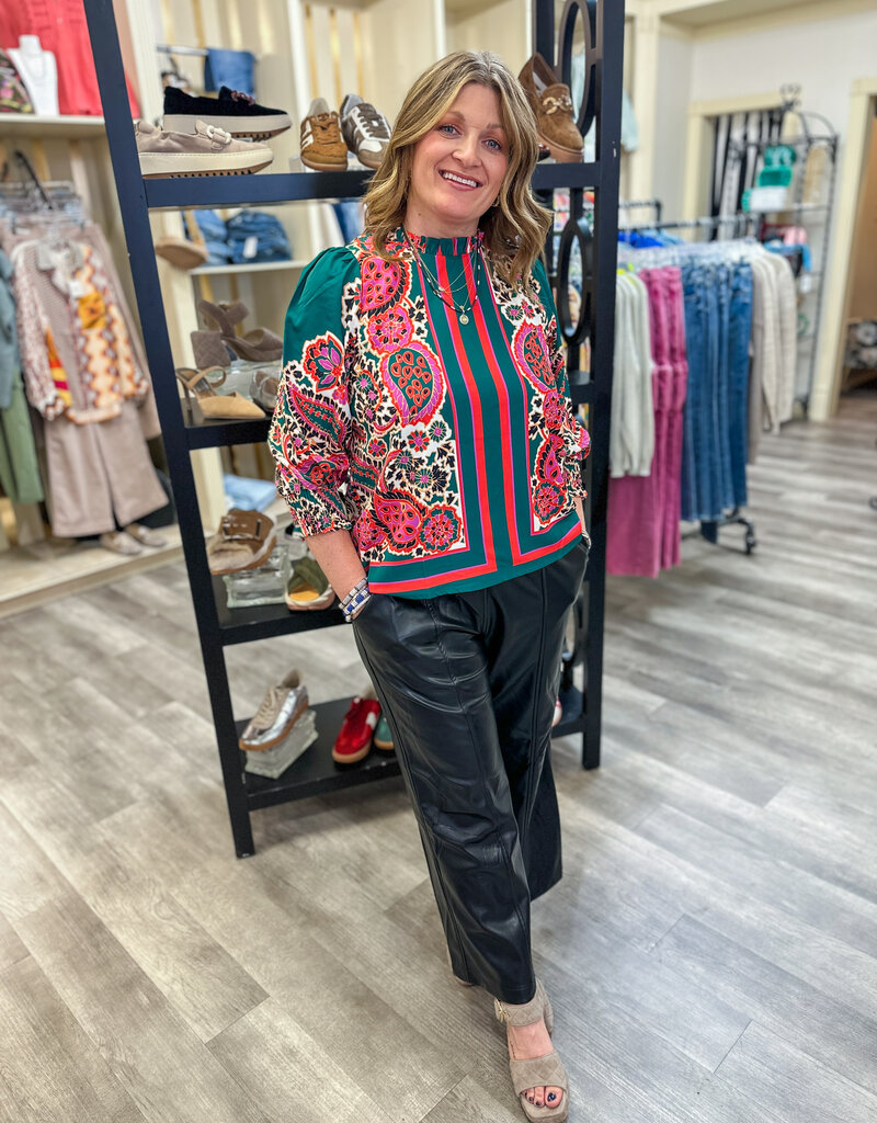 J.HOFFMAN'S Vegan Leather Hi Waist Wide Leg Pant - Black