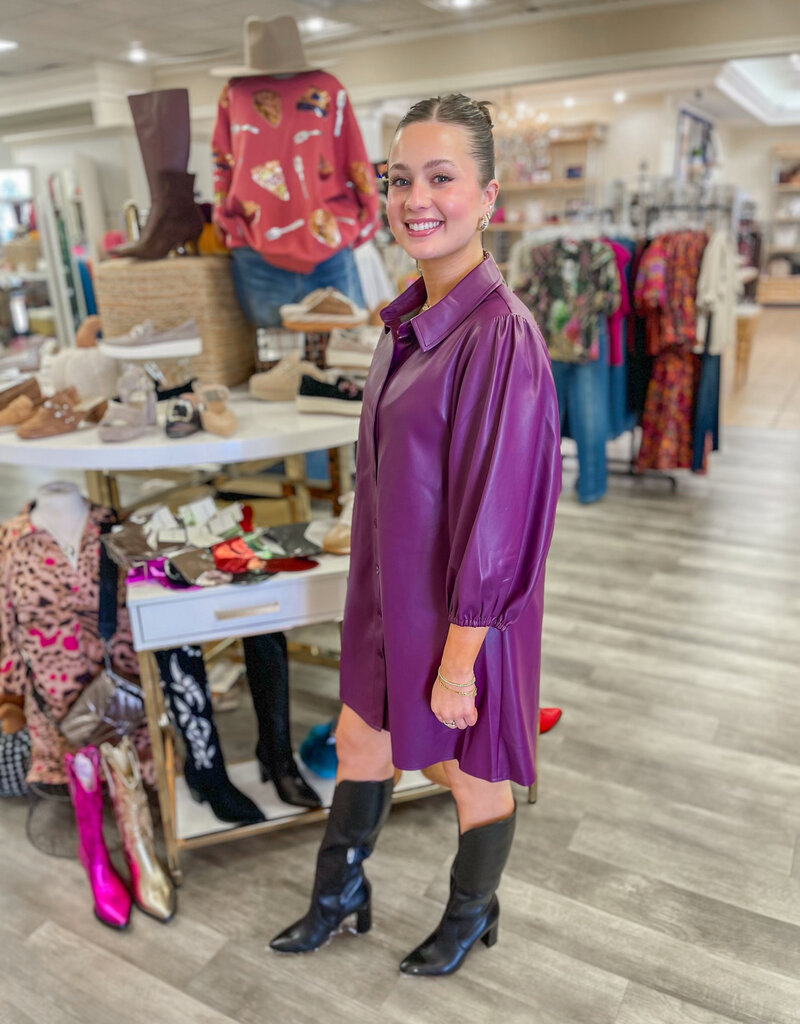 J.HOFFMAN'S Vegan Leather Tunic Dress - Purple