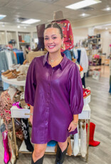 J.HOFFMAN'S Vegan Leather Tunic Dress - Purple