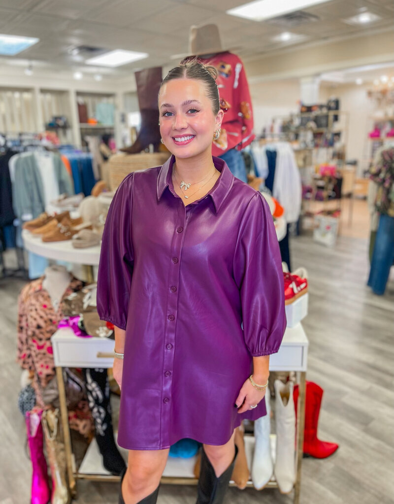 J.HOFFMAN'S Vegan Leather Tunic Dress - Purple