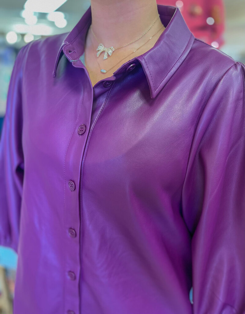 J.HOFFMAN'S Vegan Leather Tunic Dress - Purple