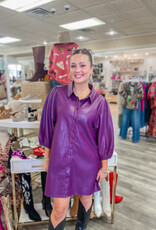 J.HOFFMAN'S Vegan Leather Tunic Dress - Purple
