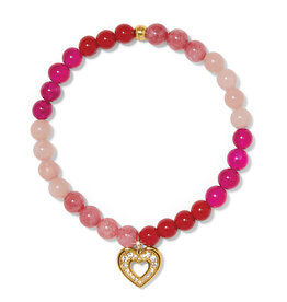 Enchanting Heart Stretch Bracelet in Gold