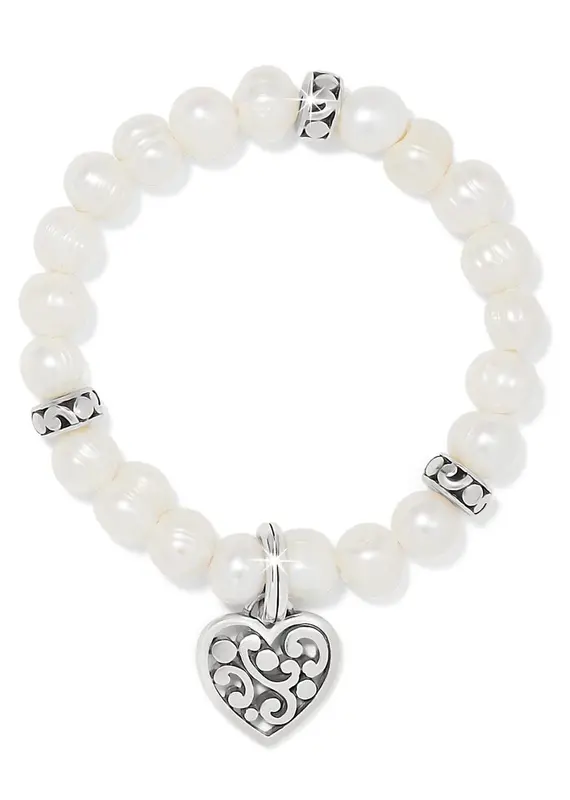 Contempo Heart Pearl Stretch Bracelet