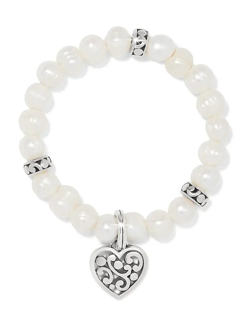 Contempo Heart Pearl Stretch Bracelet