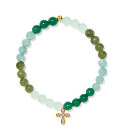 Enchanting Cross Stretch Bracelet in Gold