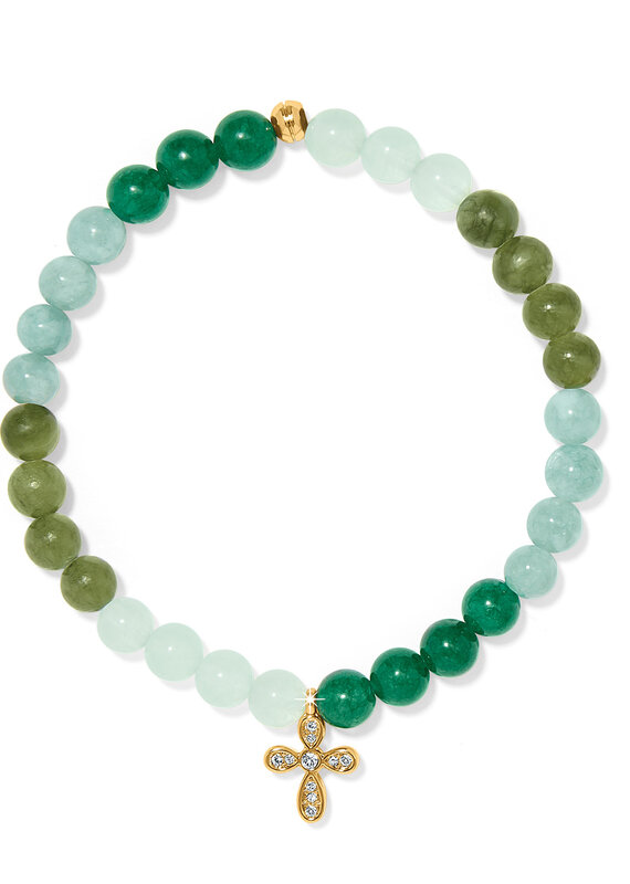 Enchanting Cross Stretch Bracelet in Gold