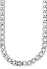 Cleo Pave Link Necklace in Silver