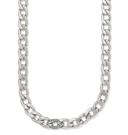 Cleo Pave Link Necklace in Silver