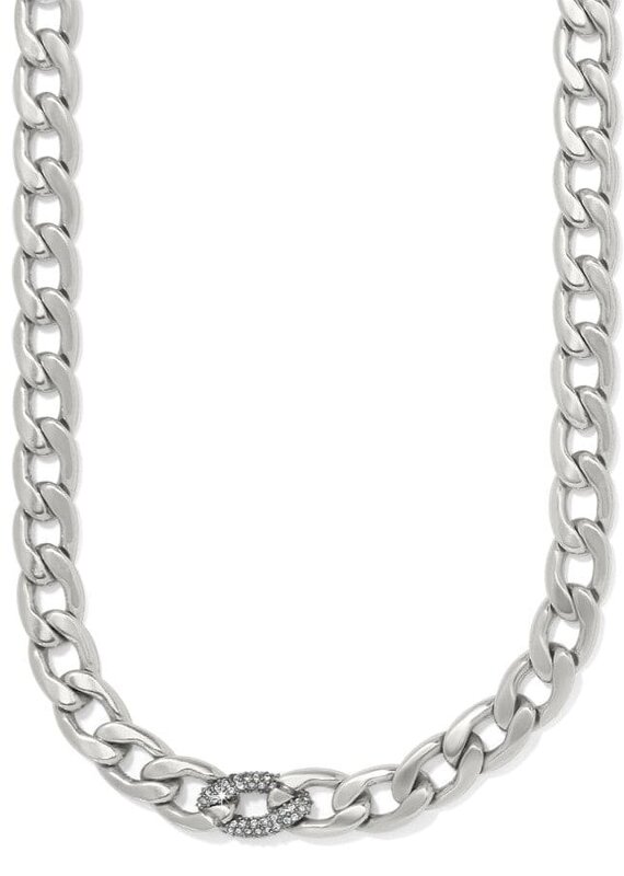Cleo Pave Link Necklace in Silver