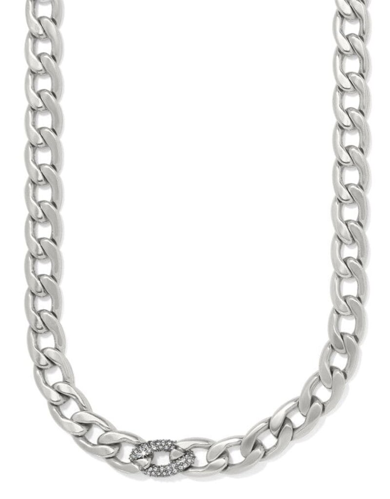 Cleo Pave Link Necklace in Silver
