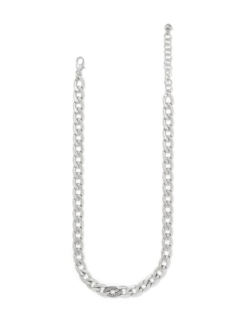 Cleo Pave Link Necklace in Silver