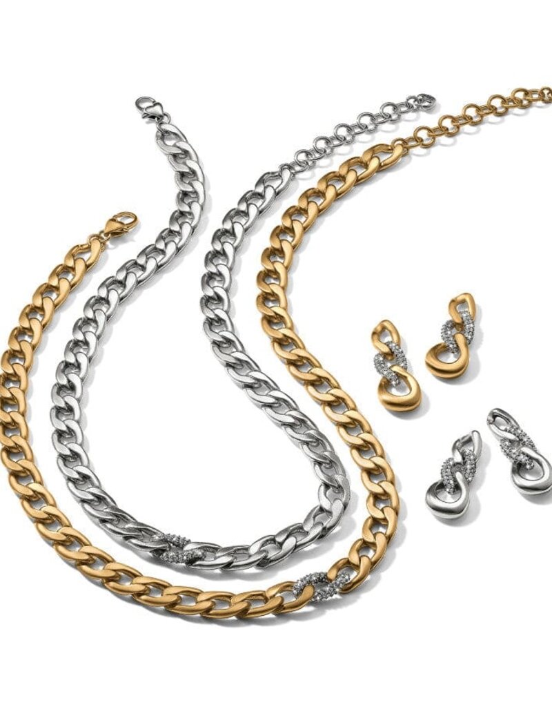 Cleo Pave Link Necklace in Silver