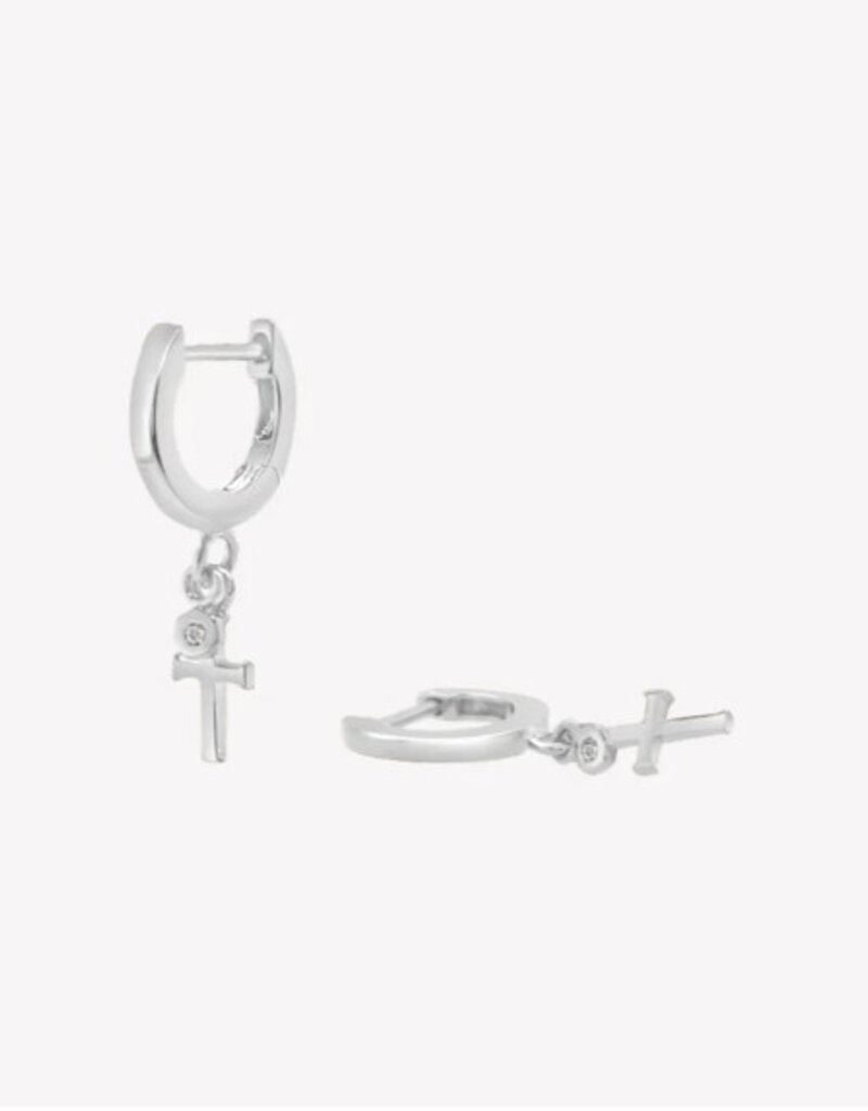 J.HOFFMAN'S Calvary Cross Huggie Hoop Earring